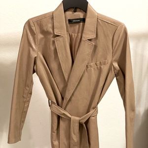 Zara Basic Tan Faux Leather Wrap coat/jacket